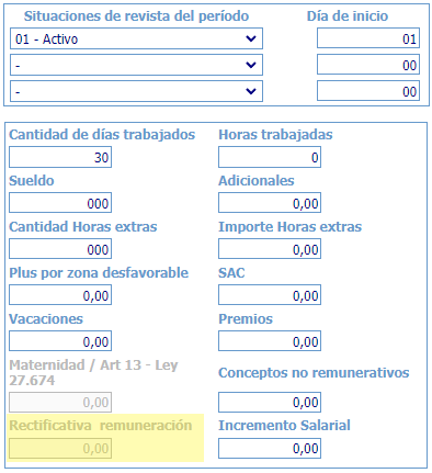 Detalle: Rectificativa remuneración